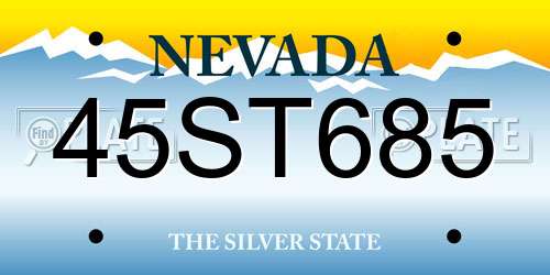 45ST685 Nevada License Plate
