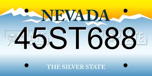 45ST688 Nevada License Plate