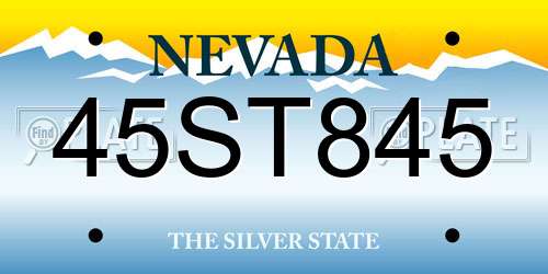 45ST845 Nevada License Plate