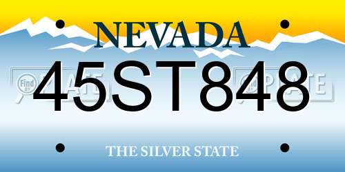 45ST848 Nevada License Plate