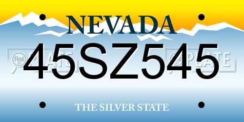 45SZ545 Nevada License Plate