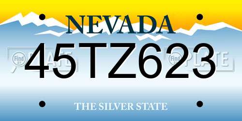 45TZ623 Nevada License Plate