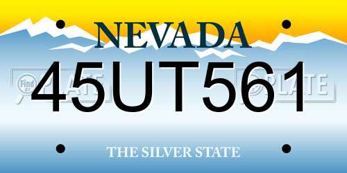 45UT561 Nevada License Plate