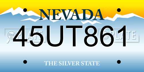 45UT861 Nevada License Plate