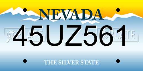 45UZ561 Nevada License Plate