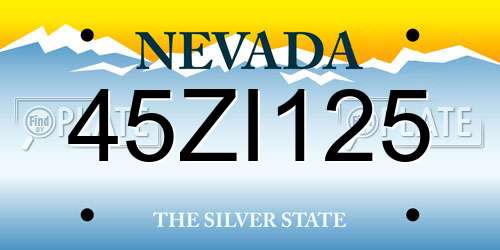 45ZI125 Nevada License Plate