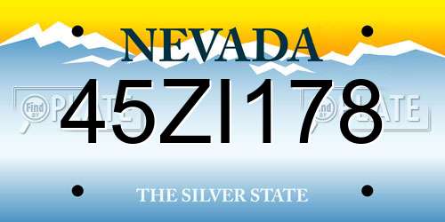 45ZI178 Nevada License Plate