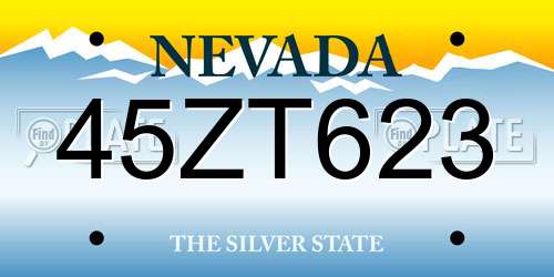 45ZT623 Nevada License Plate