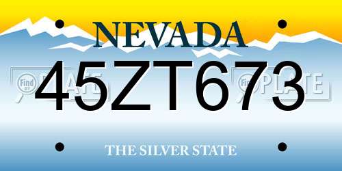 45ZT673 Nevada License Plate