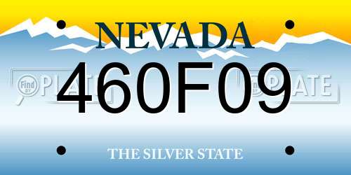 460F09 Nevada License Plate