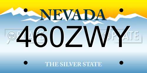 460ZWY Nevada License Plate