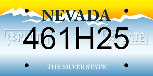 461H25 Nevada License Plate