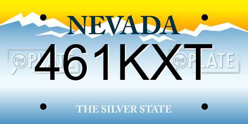 461KXT Nevada License Plate