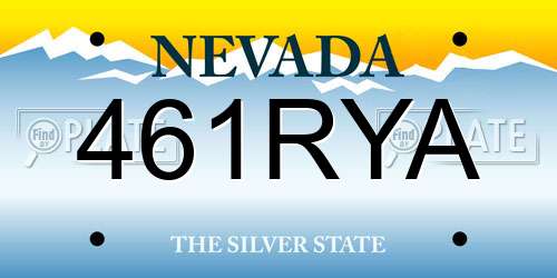 461RYA Nevada License Plate