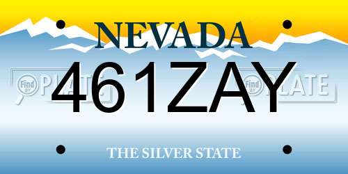 461ZAY Nevada License Plate