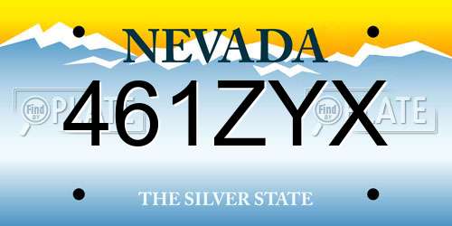 461ZYX Nevada License Plate