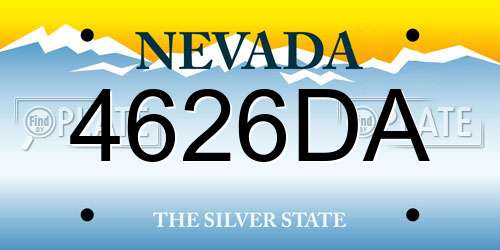 4626DA Nevada License Plate