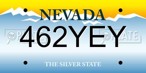 462YEY Nevada License Plate