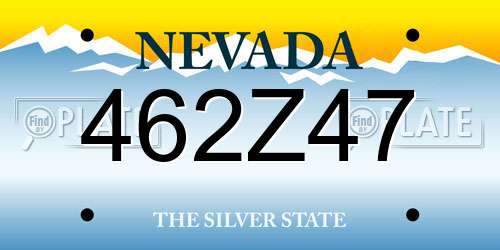 462Z47 Nevada License Plate