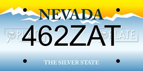 462ZAT Nevada License Plate