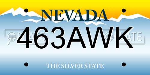 463AWK Nevada License Plate