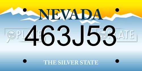 463J53 Nevada License Plate