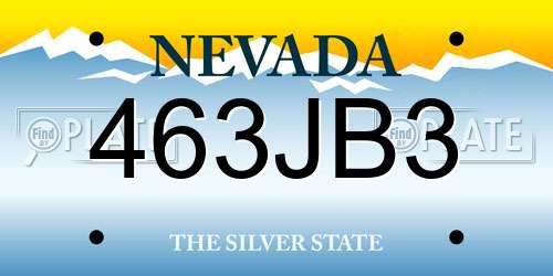 463JB3 Nevada License Plate
