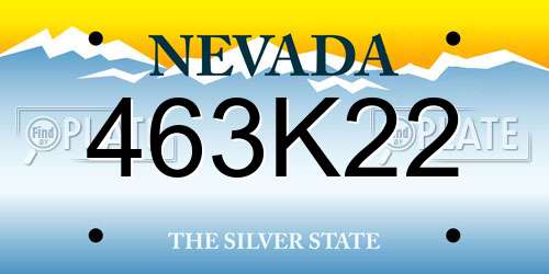 463K22 Nevada License Plate