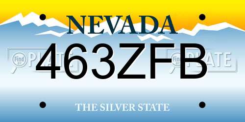 463ZFB Nevada License Plate