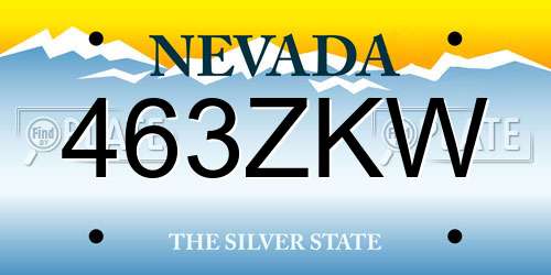 463ZKW Nevada License Plate