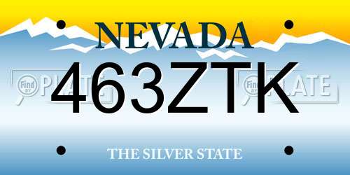 463ZTK Nevada License Plate