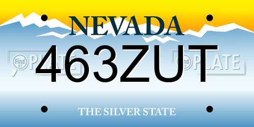 463ZUT Nevada License Plate