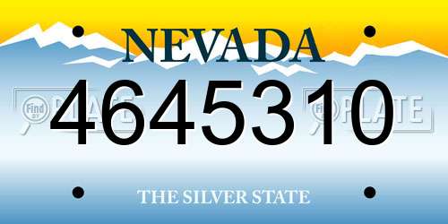 4645310 Nevada License Plate