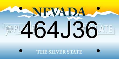 464J36 Nevada License Plate