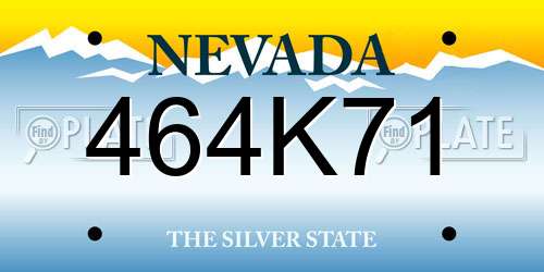 464K71 Nevada License Plate