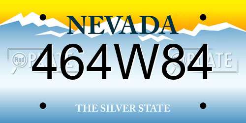 464W84 Nevada License Plate