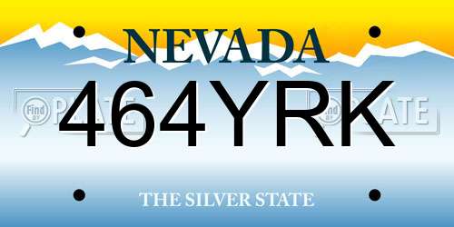 464YRK Nevada License Plate