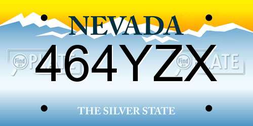 464YZX Nevada License Plate