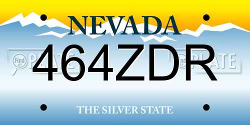 464ZDR Nevada License Plate