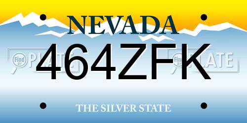 464ZFK Nevada License Plate