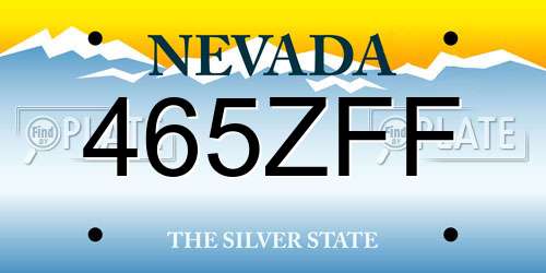 465ZFF Nevada License Plate