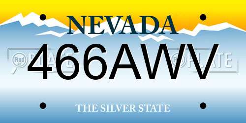 466AWV Nevada License Plate