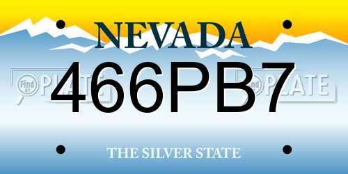 466PB7 Nevada License Plate