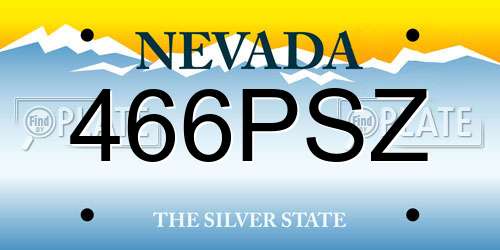 466PSZ Nevada License Plate