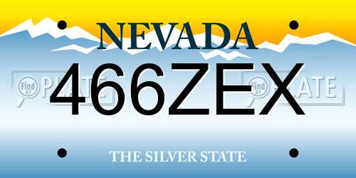 466ZEX Nevada License Plate