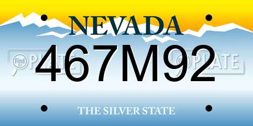 467M92 Nevada License Plate