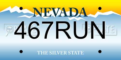 467RUN Nevada License Plate