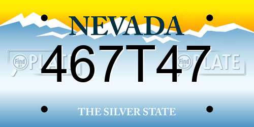 467T47 Nevada License Plate