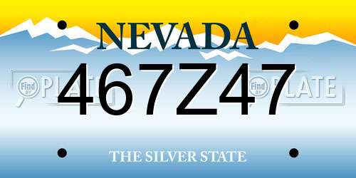 467Z47 Nevada License Plate