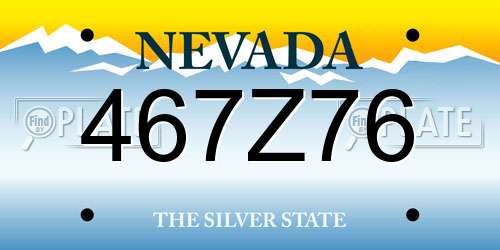 467Z76 Nevada License Plate
